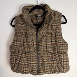 H&M Brown Houndstooth Puffer Vest